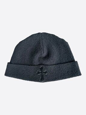 Chrome Hearts Black Ponyhair Cross Patch Beanie